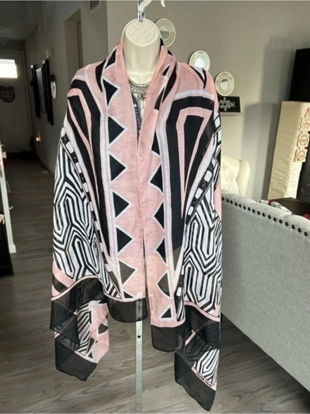 Printed Village lightweight scarf